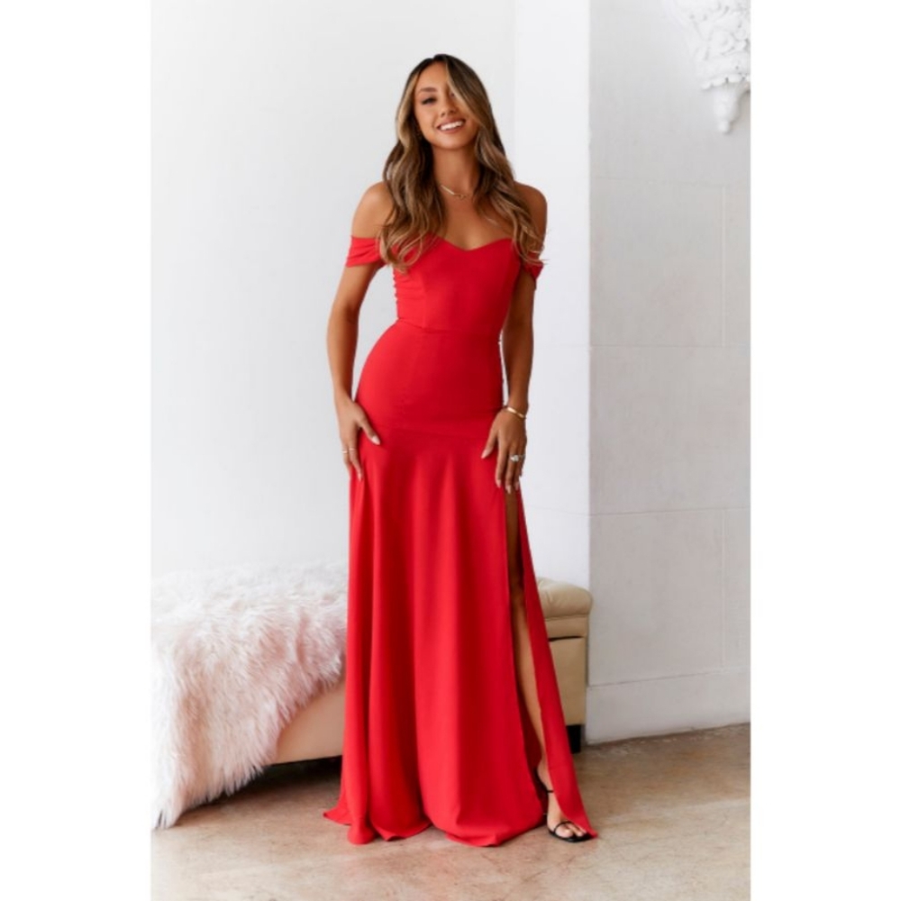 Hello Molly Dear Emilia Blushing Cinderella Maxi Dress Red XS NWT